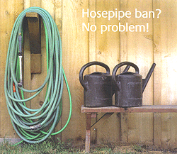 Photograph of hosepipe and watering cans